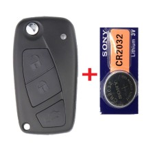 Fiat autosleutel 3 knoppen Zwart met Sony batterij.