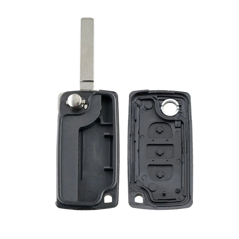 Happyit Zinklegering autosleutelhoes voor Peugeot 3008 208 308 508 408 307 4008 voor Citroen C4 C4L C3 C6 C3-XR Picasso DS3 DS4 DS5 3 knoppen (B, matte kleur