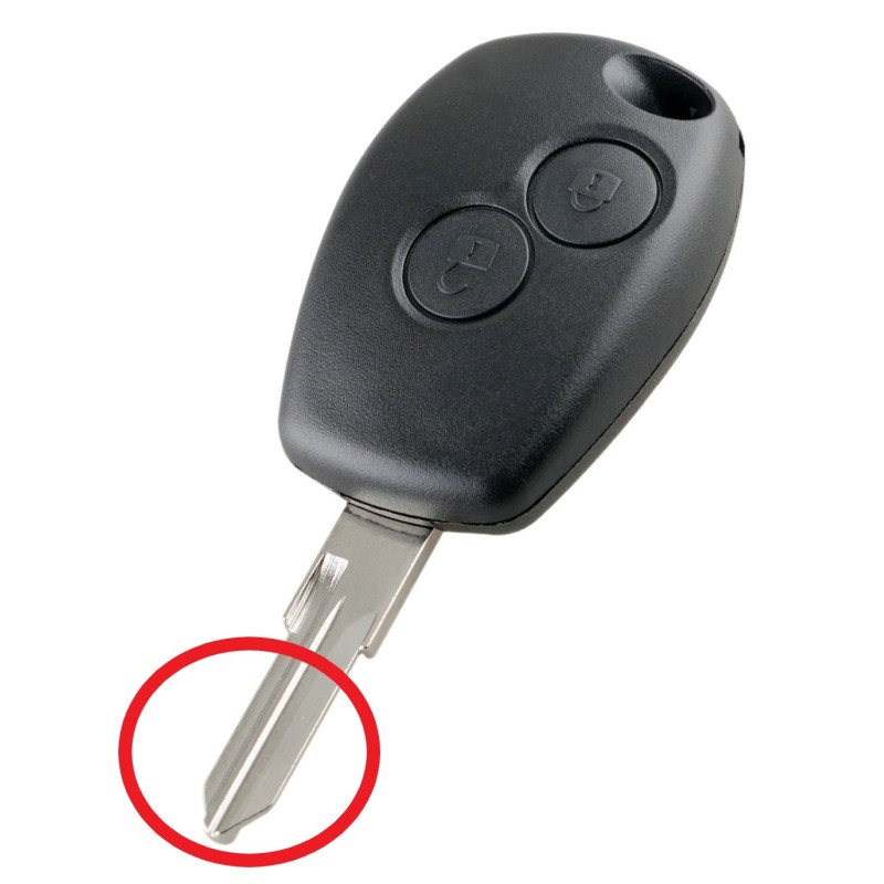 Renault autosleutel  behuizing 2 knoppen P2 met sleutelblad.