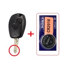 Renault autosleutel  behuizing 2 knoppen S2 met sleutelblad + Sony batterij.