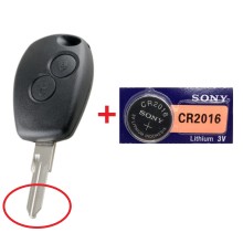 Renault sleutelbehuizing 2 knoppen P2 met sleutelblad + Sony batterij.
