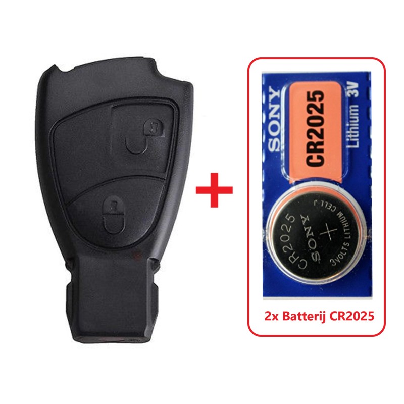 Mercedes autosleutel  behuizing 2 knoppen smartkey behuizing met Sony CR2032 batterij..