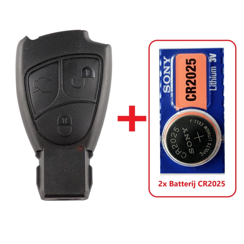 Mercedes autosleutel  behuizing 3 knoppen smartkey behuizing met Sony CR2032 batterij.