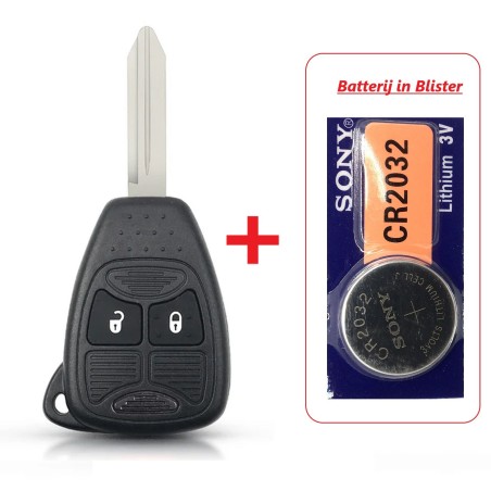 Geschikt voor Dodge autosleutel  behuizing 2 knoppen met Sony batterij.