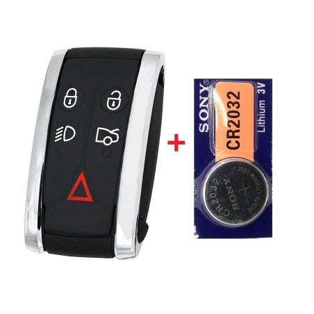 Geschikt voor Jaguar autosleutel  behuizing 5 knoppen zonder sleutelblad met Sony batterij.