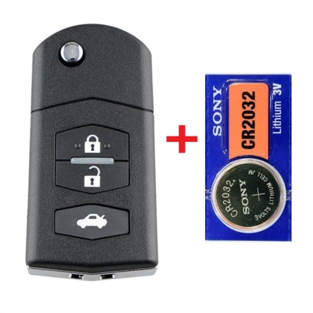 Geschikt voor Mazda autosleutel  behuizing 3 knoppen met Sony CR2032 batterij.
