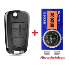 Opel 2 knoppen klapsleutel autosleutel  behuizing met microschakelaars enSony batterij.