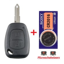 Opel autosleutel behuizing 2 knoppen met sleutelblad + Sony batterij en microschakelaars.