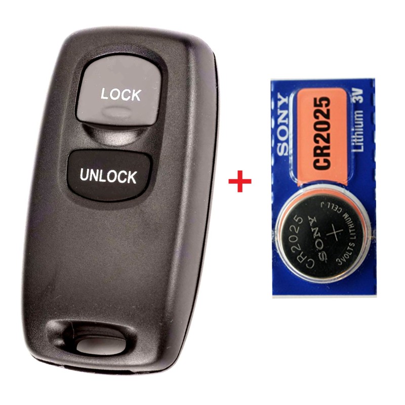 Autosleutel 2 Knoppen geschikt voor Mazda 2 / 3 / 626 / Mazda MX5, met batterij.