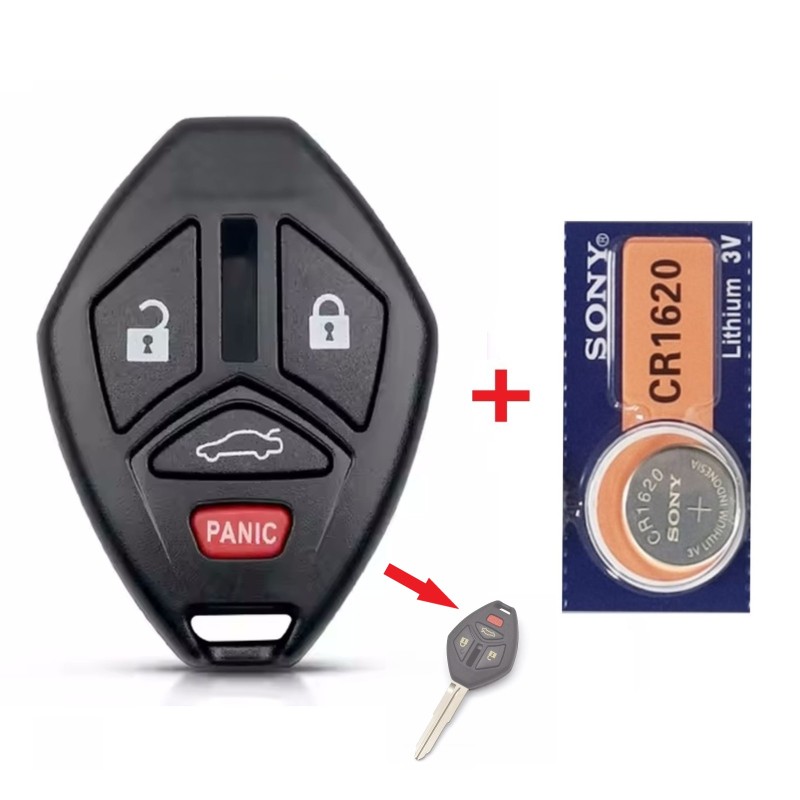 Autosleutelbehuizing 4 knoppen geschikt voor Mitsubishi autosleutel / Mitsubishi Lancer / Mitsubishi Galant / met batterij.