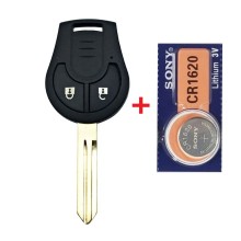 Sleutelbehuizing geschikt voor Nissan autosleutel 2B / Nissan Micra / Nissan Note / met batterij.