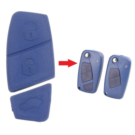 Geschikt voor Fiat autosleutel  behuizing rubber pad 2-3 knoppen SIPRS8 Blauw.