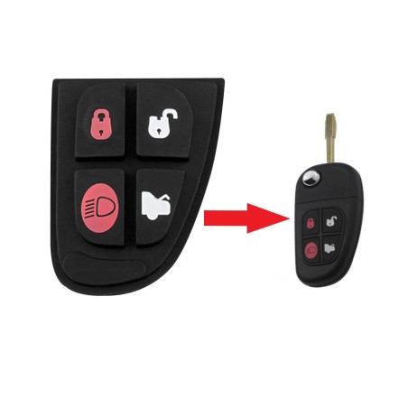 Geschikt voor Jaguar autosleutel  behuizing rubber pad 4 knoppen.